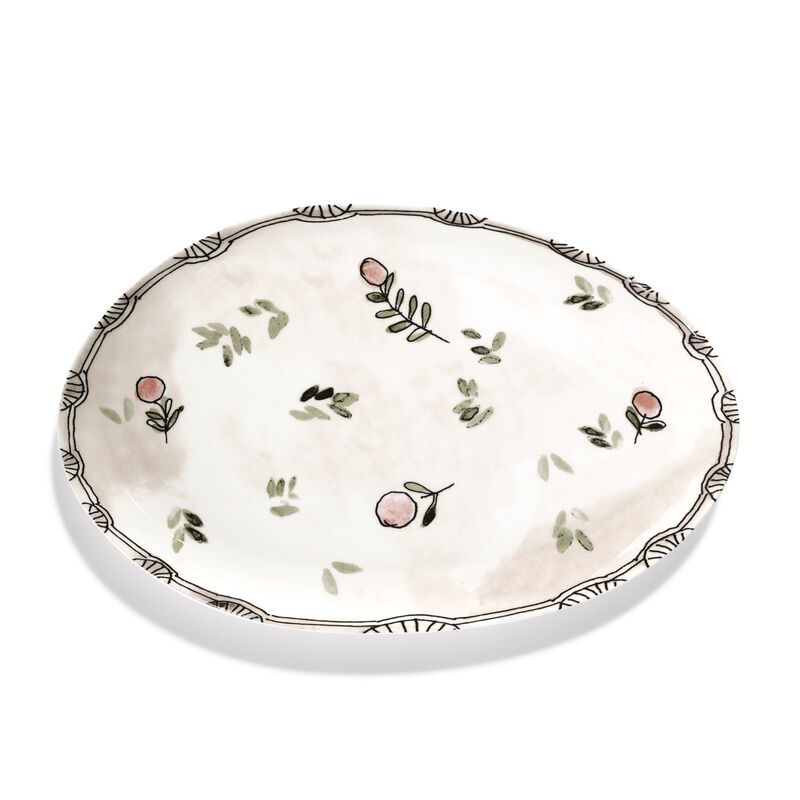 Marni Midnight Flowers Small Oval Plate - Mirtillo Nude image number 1